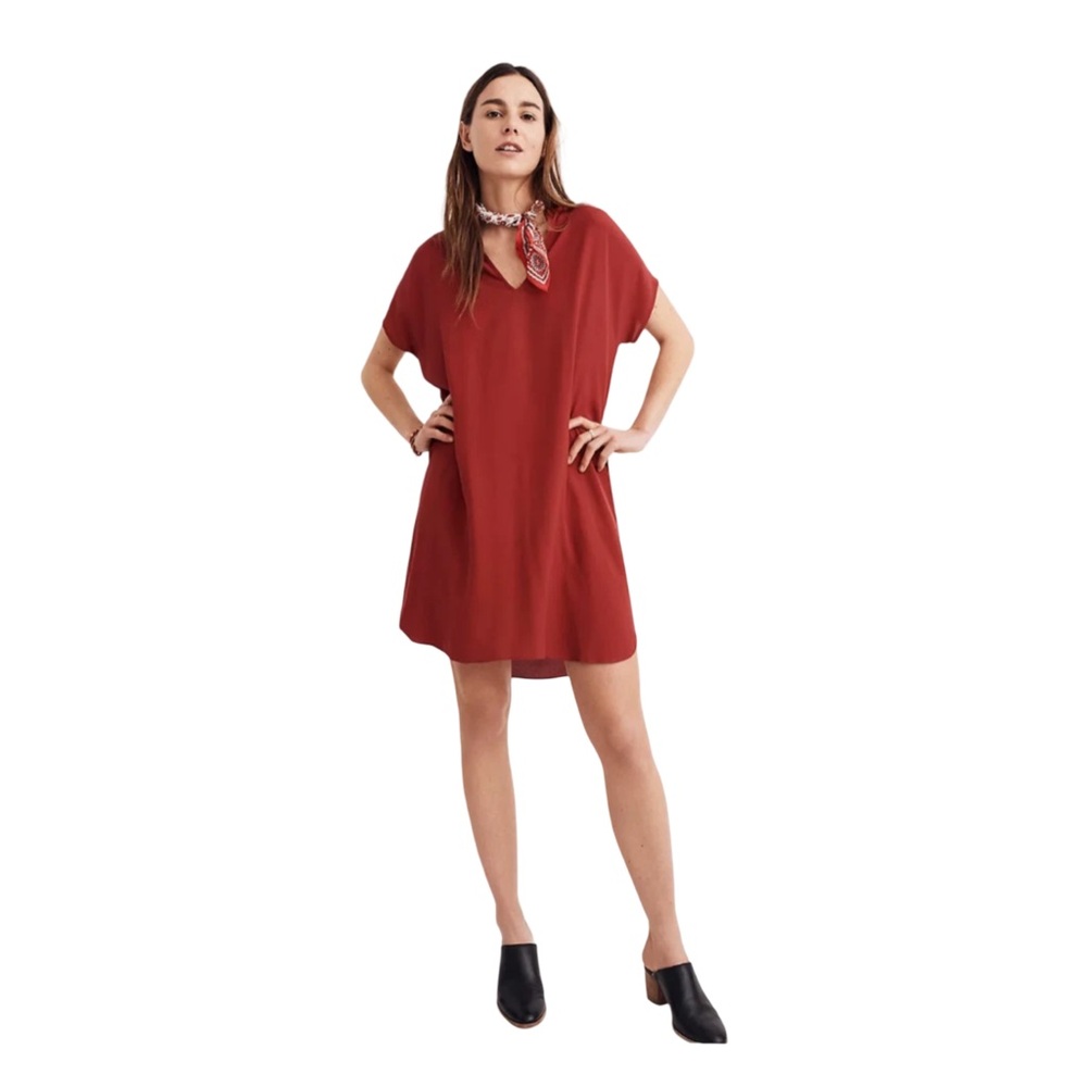 Madewell Bicoastal Shirt Dress Women's Medium Red Non-Waisted Oversized